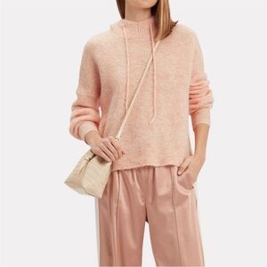 GANNI Pink Wool Mohair Hooded Sweater XS Loungewear Quiet Luxury Clean Girl
